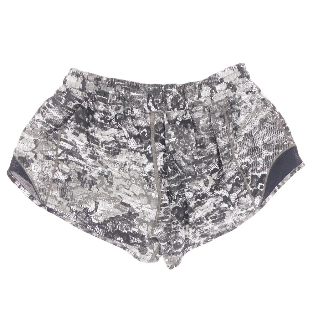 lululemon athletica Gray Black Printed Athletic Shorts